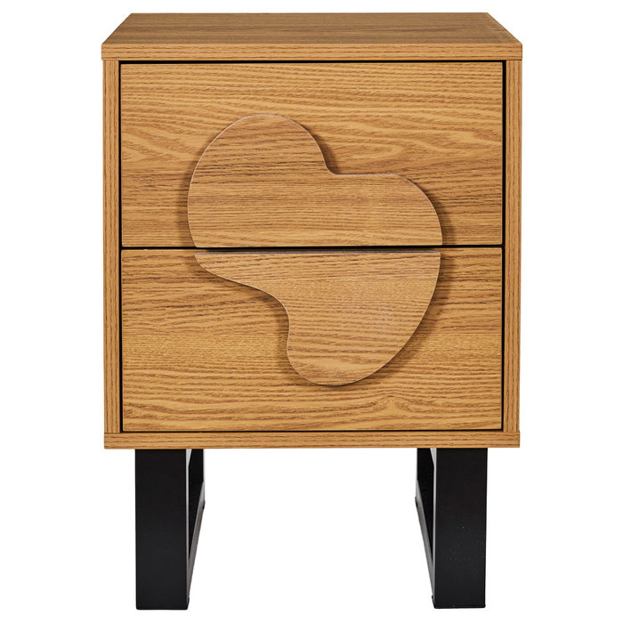 Home Deco Factory Mesita de Noche Calypso - Contemporain, Panel de Partículas y MDF, Patas de Hierro, 2 Cajones