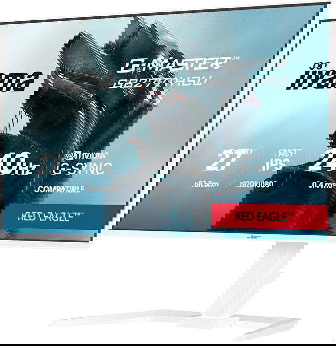 Iiyama Monitor GB2771HSU-W1 27" Full HD (1920x1080) Fast IPS 240Hz 0.8ms FreeSync Premium, USB Hub, Altavoces, Blanco