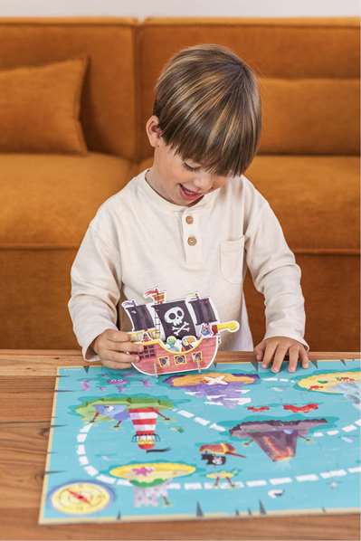 Goula Puzzle XXL Piratas con 48 Piezas y Barco 3D