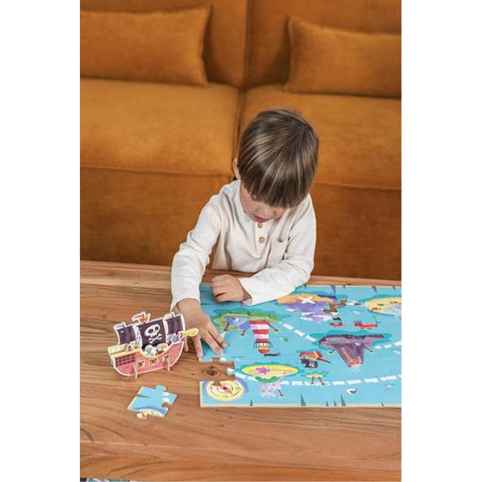 Goula Puzzle XXL Piratas con 48 Piezas y Barco 3D