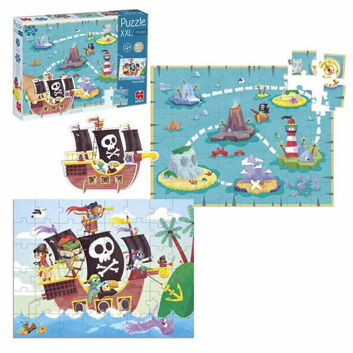 Goula Puzzle XXL Piratas con 48 Piezas y Barco 3D