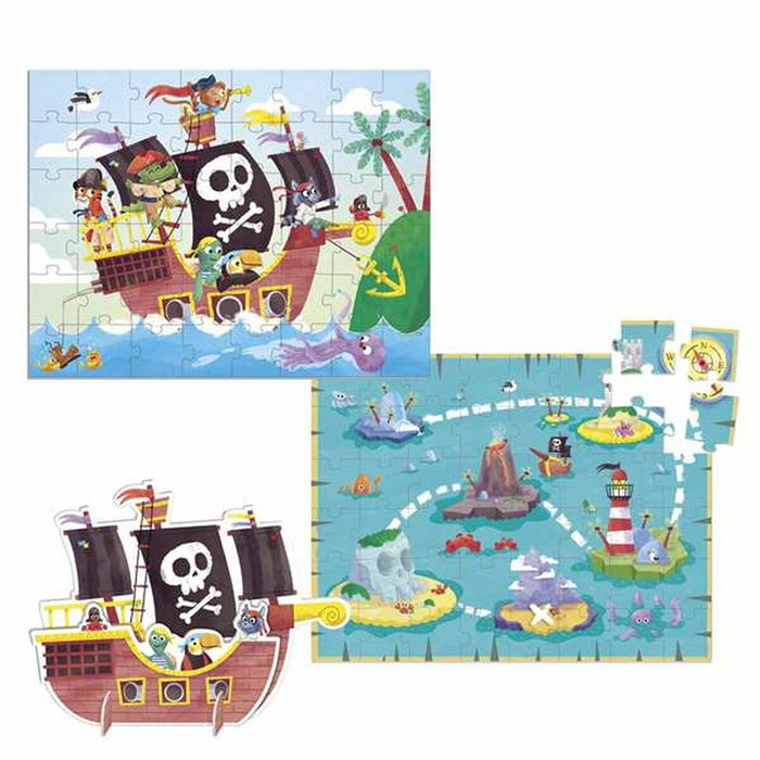 Goula Puzzle XXL Piratas con 48 Piezas y Barco 3D
