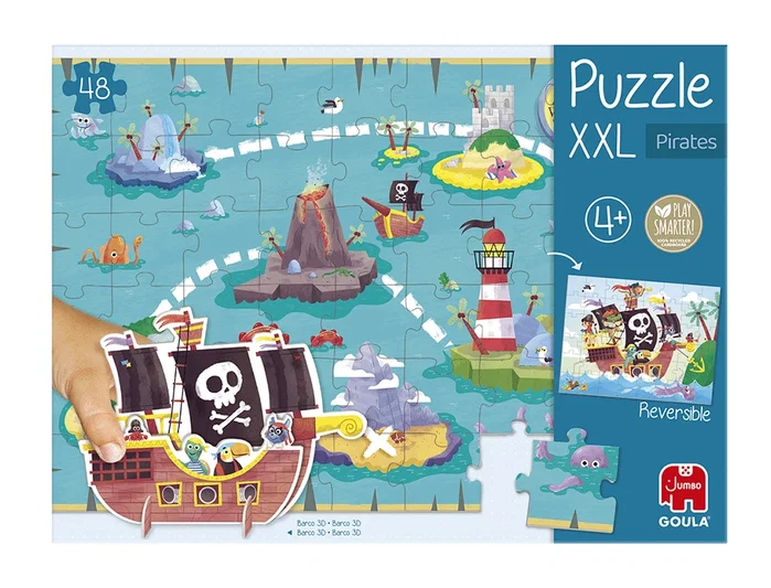 Goula Puzzle XXL Piratas con 48 Piezas y Barco 3D