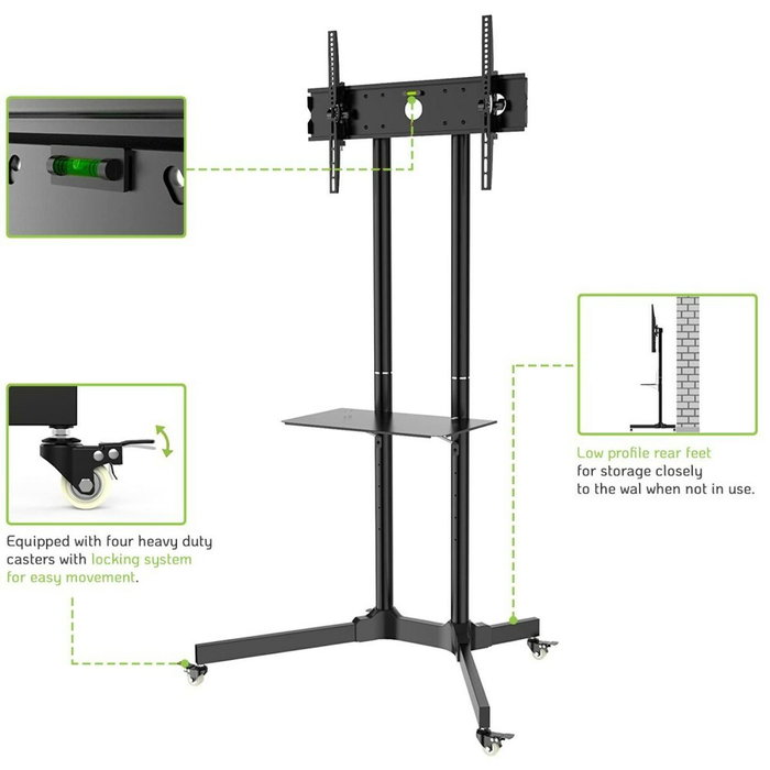 Techly ICA-TR6 Soporte de TV Móvil para Pantallas de 30 a 65 Pulgadas