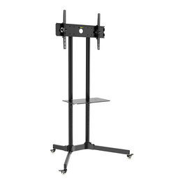 Techly ICA-TR6 Soporte móvil con ruedas para TV, altura ajustable, compatible con pantallas LCD/LED de 30" a 65" (76-165 cm), soporte VESA, carga hasta 60 kg, color negro