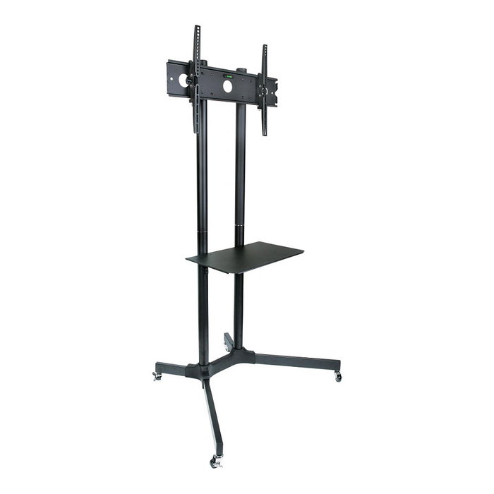 Techly ICA-TR6 Soporte móvil con ruedas para TV, altura ajustable, compatible con pantallas LCD/LED de 30" a 65" (76-165 cm), soporte VESA, carga hasta 60 kg, color negro