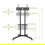 Techly ICA-TR6 Soporte móvil con ruedas para TV, altura ajustable, compatible con pantallas LCD/LED de 30" a 65" (76-165 cm), soporte VESA, carga hasta 60 kg, color negro