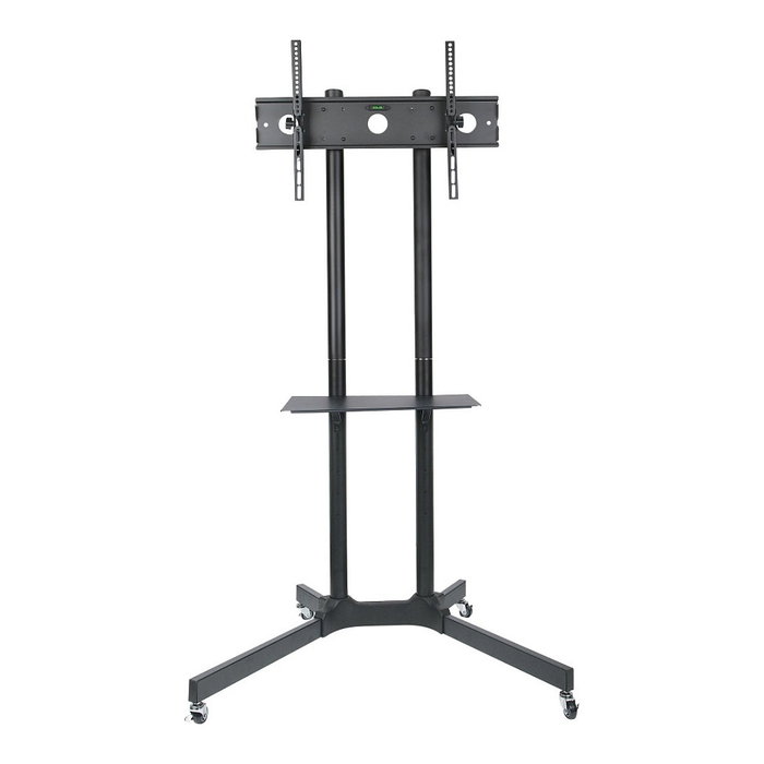 Techly ICA-TR6 Soporte móvil con ruedas para TV, altura ajustable, compatible con pantallas LCD/LED de 30" a 65" (76-165 cm), soporte VESA, carga hasta 60 kg, color negro