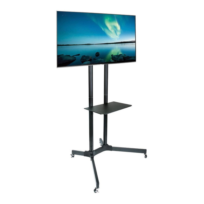 Techly ICA-TR6 Soporte móvil con ruedas para TV, altura ajustable, compatible con pantallas LCD/LED de 30" a 65" (76-165 cm), soporte VESA, carga hasta 60 kg, color negro
