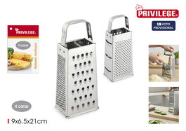 Inde Rallador de Cocina Multiusos 4 Caras de Acero Inoxidable para Queso Verduras, 21 cm (24 Unidades)