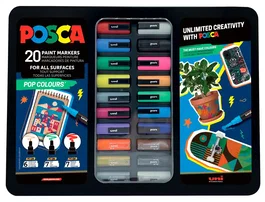 POSCA Set de 20 Marcadores de Pintura POP COLOURS en Maletín Metálico Surtido