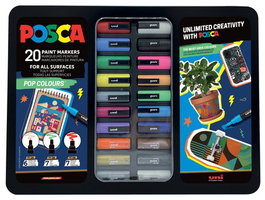 Marcador T.Opaca No Perm. Uni Posca Caja Metalica 20 Colores Pop Surtidos