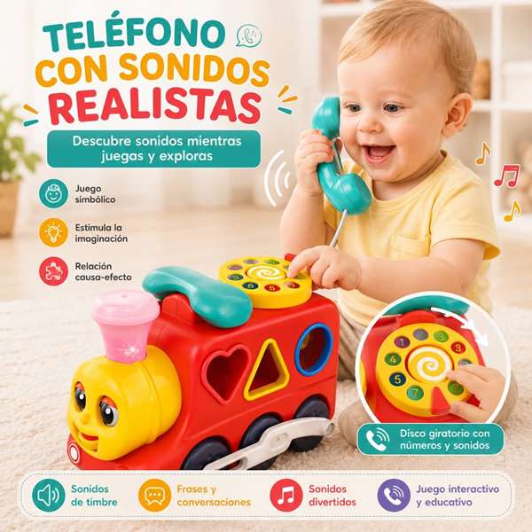 Hola Tren de actividades 3 en 1 con teléfono y cubo de sonidos