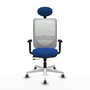 PIQUERAS Y CRESPO Silla de oficina Zulema con mecanismo Sincro/Traslack Azul y Blanco