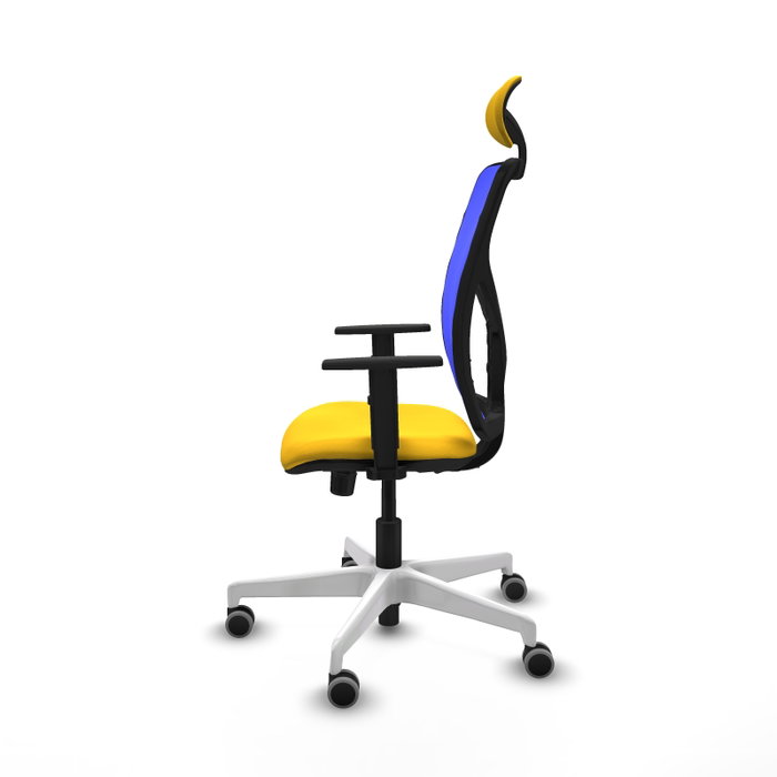PIQUERAS Y CRESPO Silla de oficina Motilla con mecanismo Sincro, Amarillo y Azul