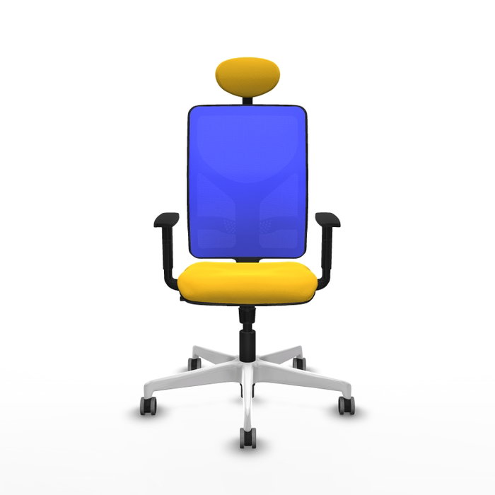 PIQUERAS Y CRESPO Silla de oficina Motilla con mecanismo Sincro, Amarillo y Azul