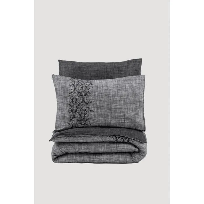 Aucune Juego de Cama Funda Nórdica 220x240 cm + 2 Fundas Almohada 60x60 cm 100% Algodón Gris ASI8683743799718