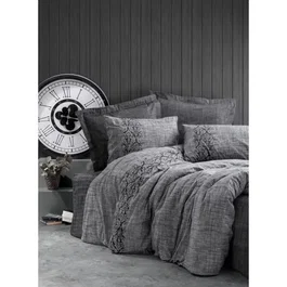 Aucune Juego de Cama Funda Nórdica 220x240 cm + 2 Fundas Almohada 60x60 cm 100% Algodón Gris ASI8683743799718