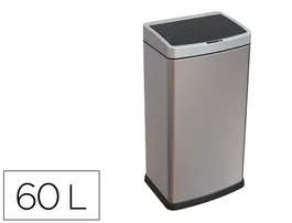 Q-connect Papelera con Sensor Automático, Capacidad 60 Litros, Metal Cromado, 630x270x400 mm