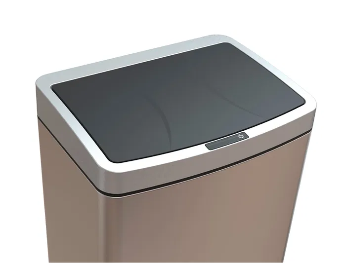 Q-connect Papelera con Sensor Automático, Capacidad 60 Litros, Metal Cromado, 630x270x400 mm