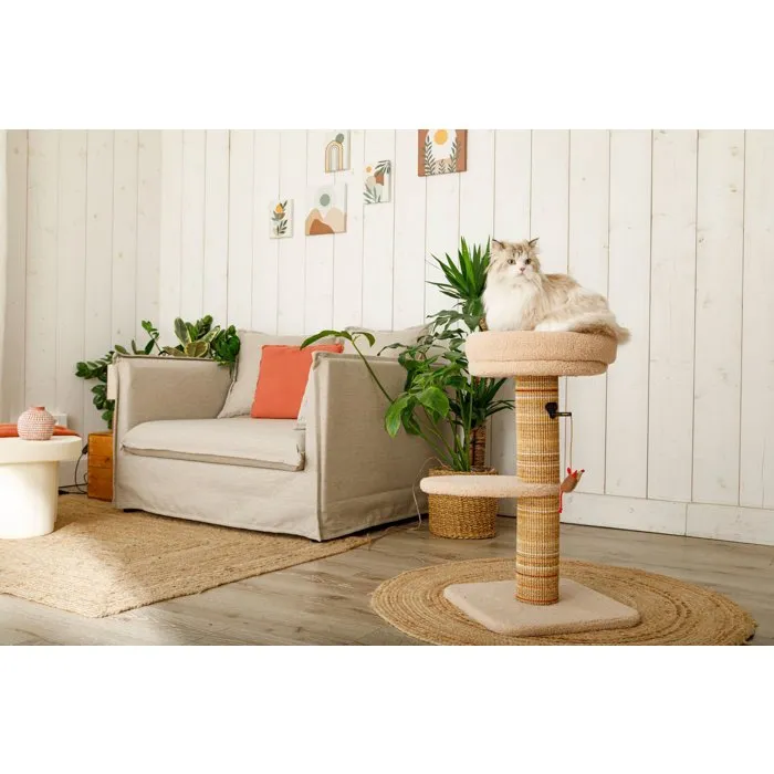 ZOLUX Rascador para gatos Boreal - Estable con zona de descanso, juguete con forma de ratón de sisal, 70 cm, color beige - Ref. AABXZ73832