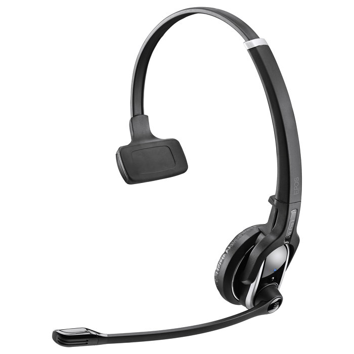 EPOS Impact DW Pro 1 ML Auricular de Diadema Inalámbrico DECT para Oficina/Centro de Llamadas, Compatible con Skype for Business, Monoaural, Negro/Plata