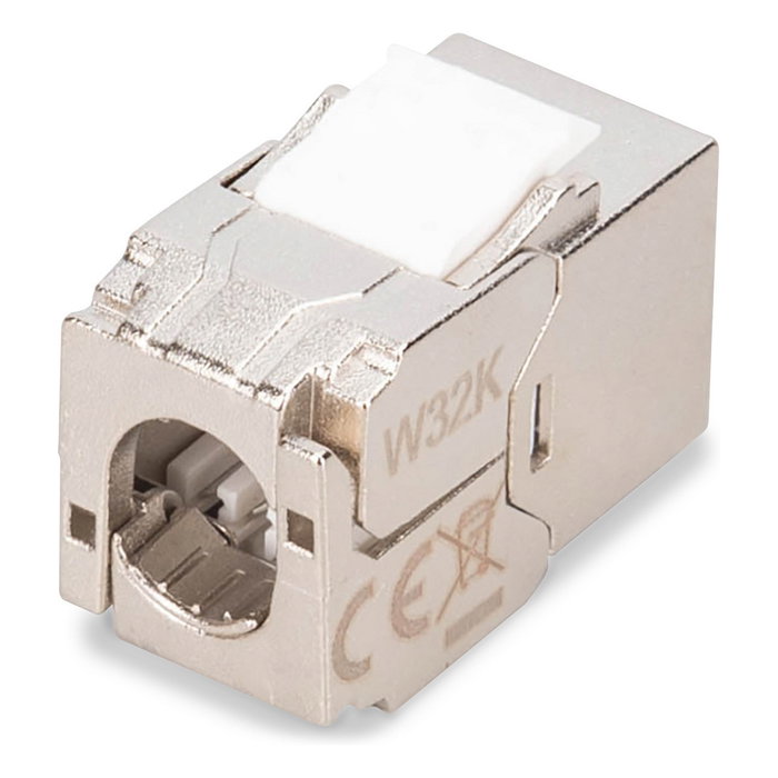 Digitus DN-93615-S-12 Placa de Pared Keystone RJ-45 Cat6A Blindada Níquel/Dorado 10GBase-T 500 MHz para Ethernet - Paquete de 12 Piezas