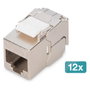 Digitus DN-93615-S-12 Placa de Pared Keystone RJ-45 Cat6A Blindada Níquel/Dorado 10GBase-T 500 MHz para Ethernet - Paquete de 12 Piezas