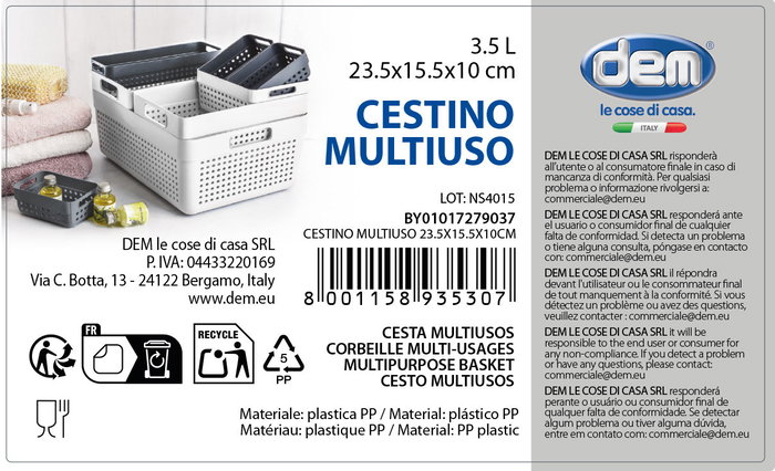Inde Cesta Multiusos 23.5x15.5x10 cm (36 Unidades) Inde Cesta Multiusos 23.5x15.5x10 cm (36 Unidades)