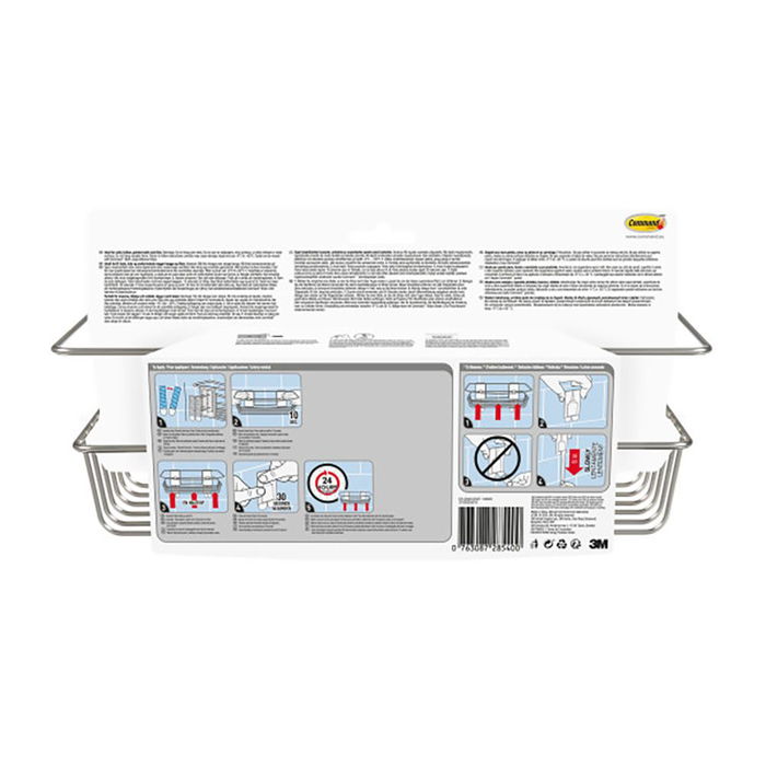 3M Command Cesto de Baño, Níquel Satinado, bath31-sn, 32.5 x 9.5 x 10 cm, 1 Unidad + 4 Tiras, Carga Máxima 3 kg