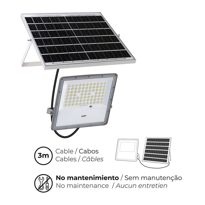 Edm Foco proyector LED solar 200W 1500 lm 6500K luz fría