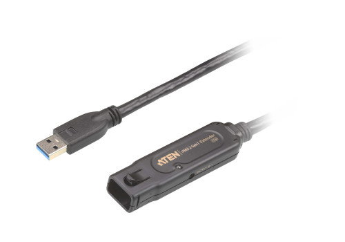 Aten UE3315A Cable Extensor USB 3.2 Gen 1 a USB A Macho a Hembra Negro 15m Conecta y Usa Plug and Play