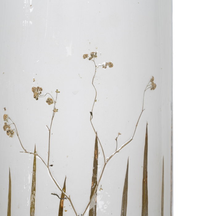 Portavelas Gris-Oro Cristal Decoración 15 X 15 X 25 cm