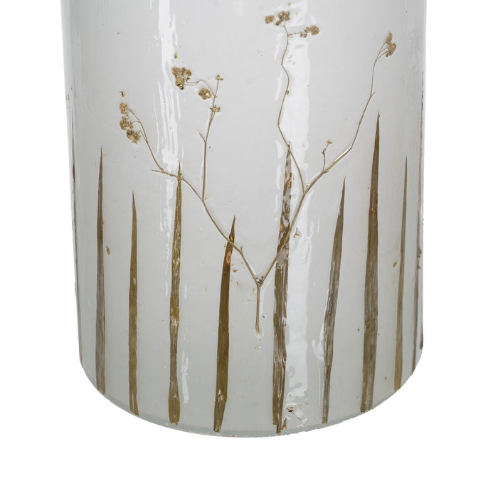 Portavelas Gris-Oro Cristal Decoración 15 X 15 X 25 cm