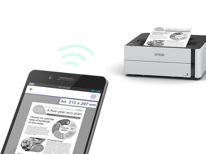 Epson EcoTank ET-M1180 - Impresora monocromo, sistema de tinta recargable, Wi-Fi, Ethernet, impresión a doble cara automática, 20 ppm, compatible con Epson Connect