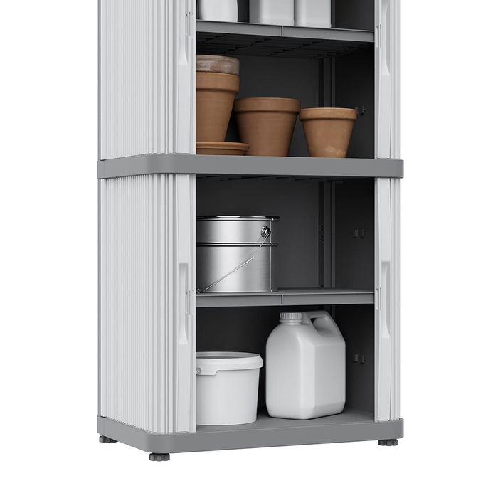 Terry Armario Rolling Space Modular 2 Gris 115 x 59 x 36 cm, Interior/Exterior, 2 Baldas, Puertas Correderas, Cierre Candado, Pies Regulables