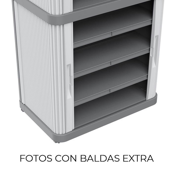 Terry Armario Rolling Space Modular 2 Gris 115 x 59 x 36 cm, Interior/Exterior, 2 Baldas, Puertas Correderas, Cierre Candado, Pies Regulables