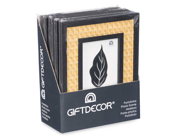 Giftdecor Portafotos Negro con Cuerda para Fotos de 10 x 15 cm, Madera MDF, Dimensiones 19 x 24 x 1.5 cm (Set de 12)