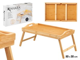 KINVARA Mesa Bandeja Plegable Bambú Marrón