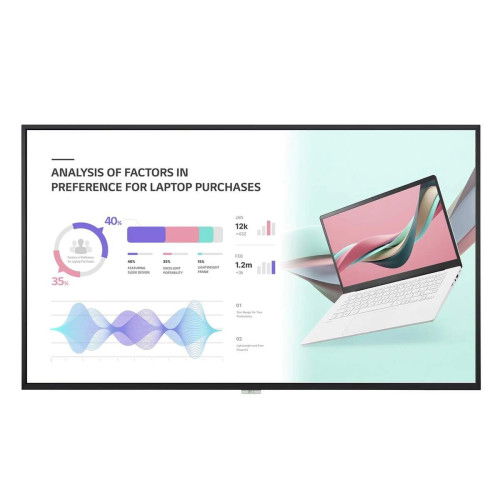 LG 65UH5Q-E Pantalla 65" 3840 x 2160 UHD 500 NIT Vertical/Horizontal Operación 24/7 WebOS Smart Platform VESA 300x300mm Peso 21.1 Kg