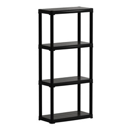 Art Plast - Estantería Línea Tempo, 4 Estantes de Polipropileno Negro, 60 x 30 x 133 cm, Capacidad 20kg por Estante
