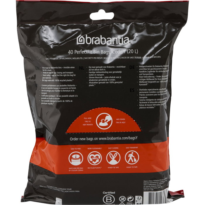 Brabantia PerfectFit NewIcon Bolsa de Basura Código Y (20 Litros) Brabantia PerfectFit NewIcon Bolsa de Basura Código Y (20 Litros)