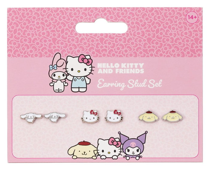 The Carat Shop Juego de Pendientes de Botón Hello Kitty, Cinnamoroll y Pompompurin The Carat Shop Juego de Pendientes de Botón Hello Kitty, Cinnamoroll y Pompompurin