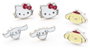 The Carat Shop Juego de Pendientes de Botón Hello Kitty, Cinnamoroll y Pompompurin