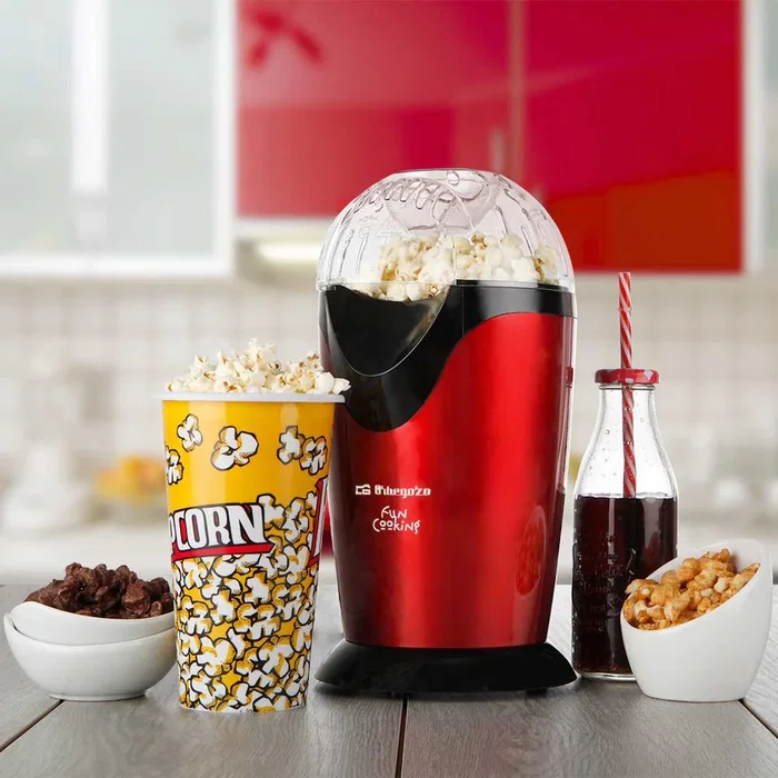 Orbegozo PA 4300 Palomitero Máquina para Palomitas de Maíz, 1000W, 3 Minutos, Portátil, Tapa Transparente, Color Rojo