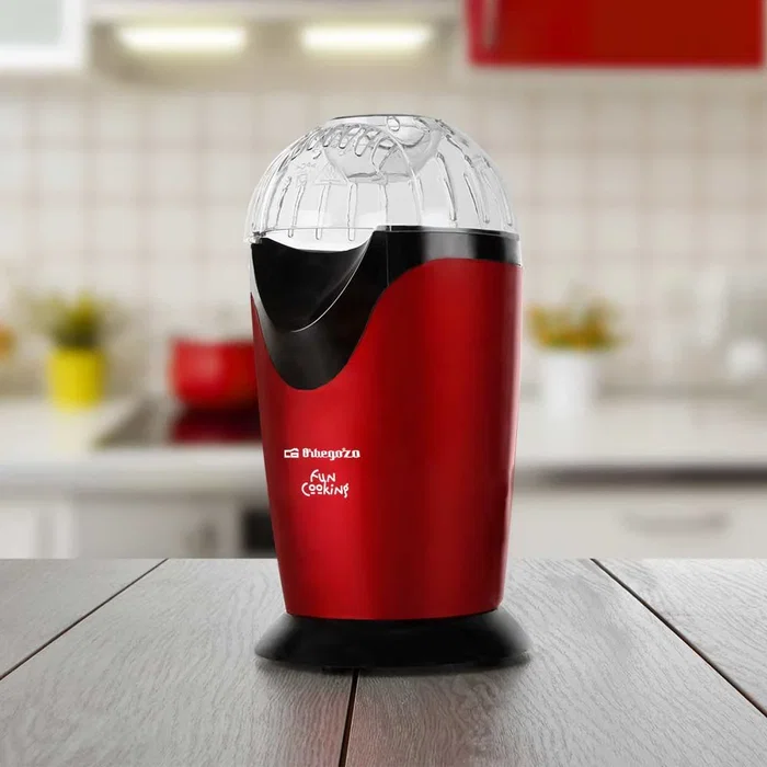 Orbegozo PA 4300 Palomitero Máquina para Palomitas de Maíz, 1000W, 3 Minutos, Portátil, Tapa Transparente, Color Rojo