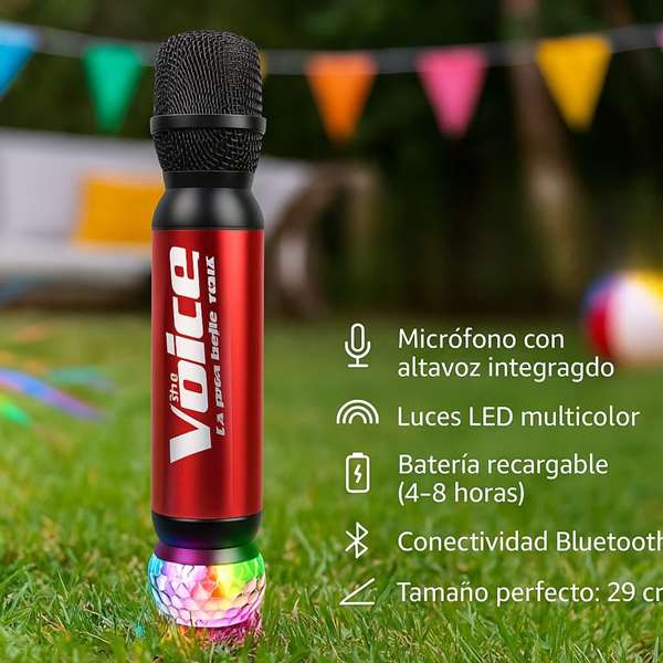 iDance Micrófono Inalámbrico con Luz y Karaoke, 28x5,4 cm iDance Micrófono Inalámbrico con Luz y Karaoke, 28x5,4 cm