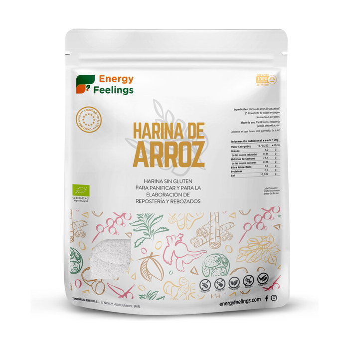 Energy Feelings Harina de Arroz Eco 1kg - Alta Digestibilidad Energy Feelings Harina de Arroz Eco 1kg - Alta Digestibilidad