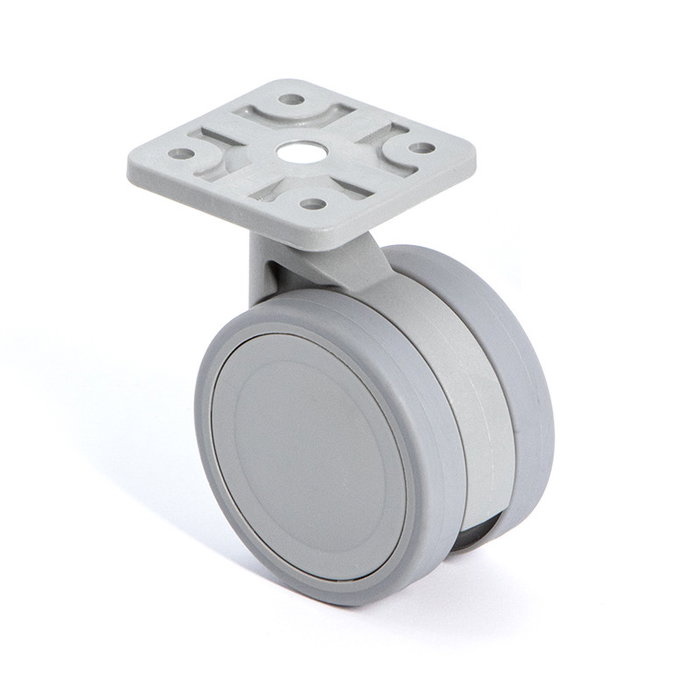 STAMPMATIC Rueda Giratoria Vega Con Aro De Goma Ø60 Con Placa Acabado Gris Sin Freno STAMPMATIC Rueda Giratoria Vega Con Aro De Goma Ø60 Con Placa Acabado Gris Sin Freno