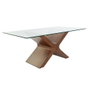 DKD Home Decor Mesa de Comedor Moderna Marrón Oscuro Transparente 180 x 100 x 76 cm
